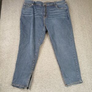 Bloomchic Jeans Womens 24 Straight Leg Blue Side Slit Hem Stretch EUC